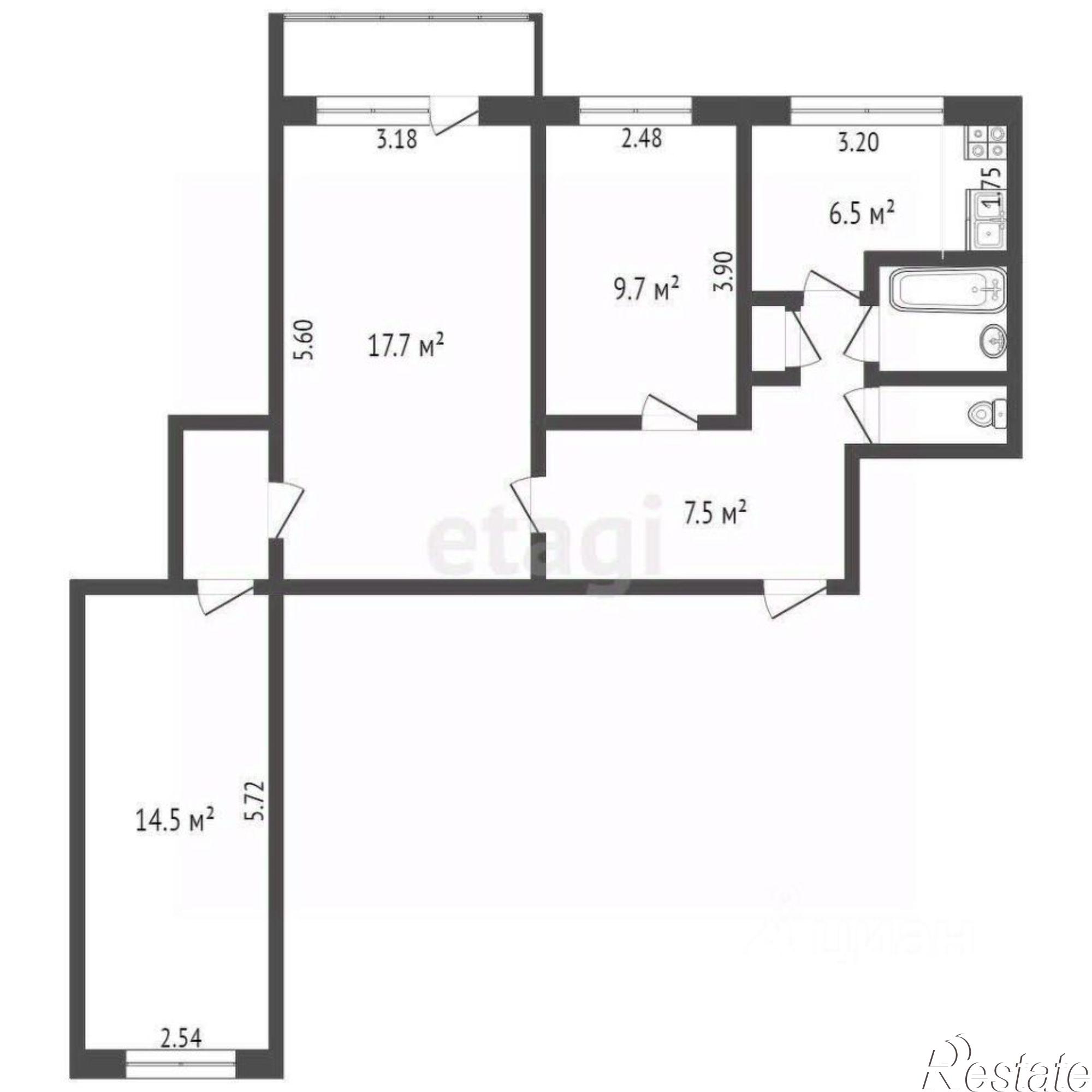 Купить квартиру за 3 890 000 рублей на Школьная улица, 84 к2