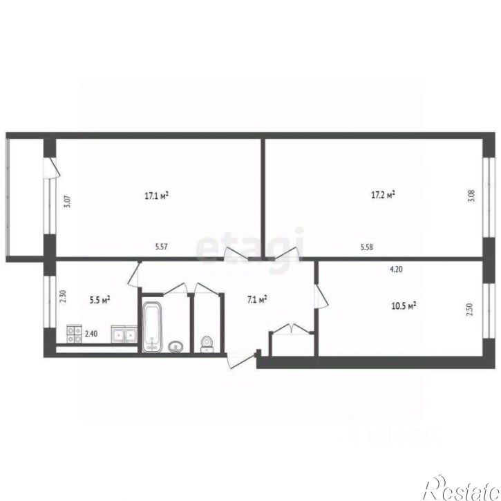 3-комн квартира улица Адмирала Кузнецова, 27,  д. 27