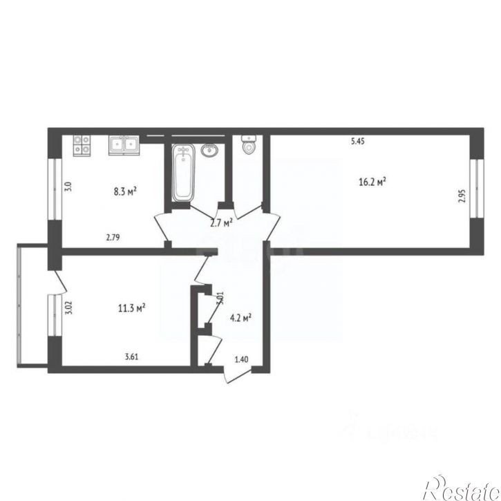 2-комн квартира улица Адмирала Кузнецова, 16 к2,  д. 16 к2