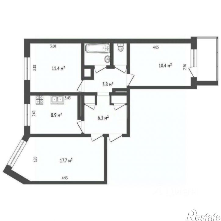 3-комн квартира улица Тимме, 2,  д. 2