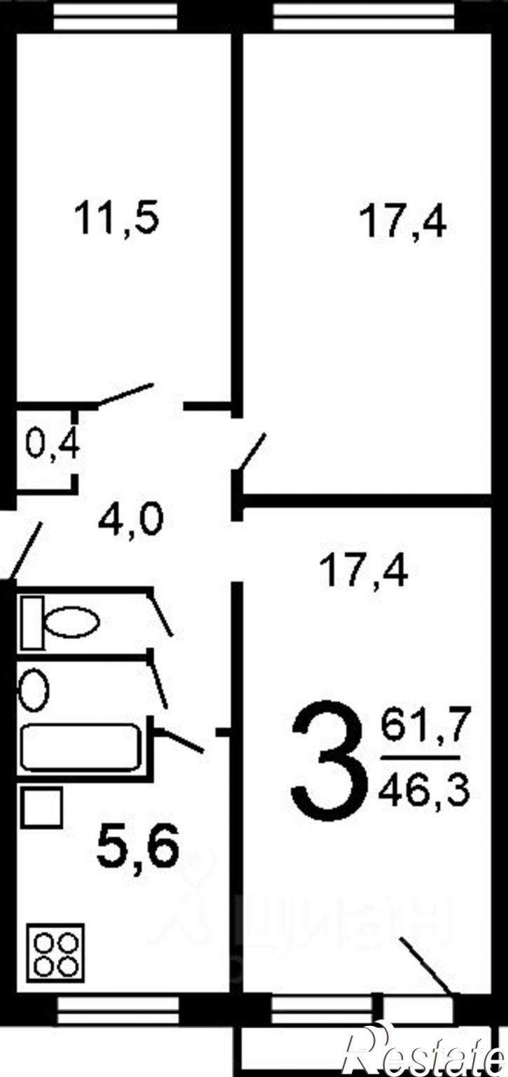 3-комн квартира Архангельск г., Октябрьский