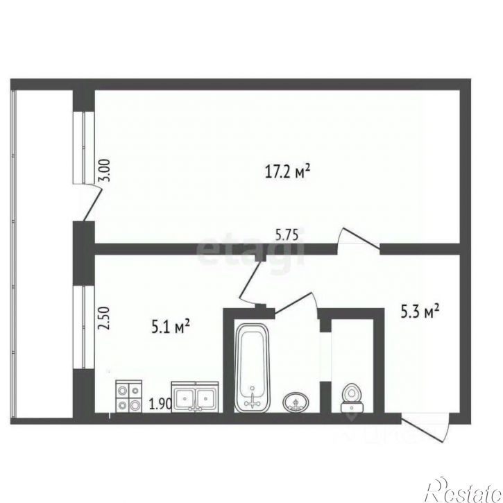 1-комн квартира Дачная улица, 51 к1,  д. 51 к1