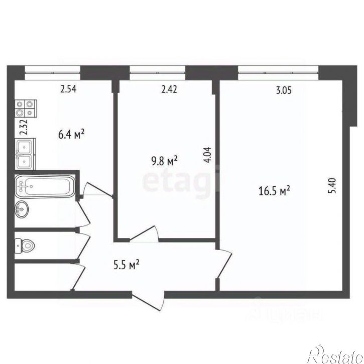 2-комн квартира улица Воронина, 19,  д. 19