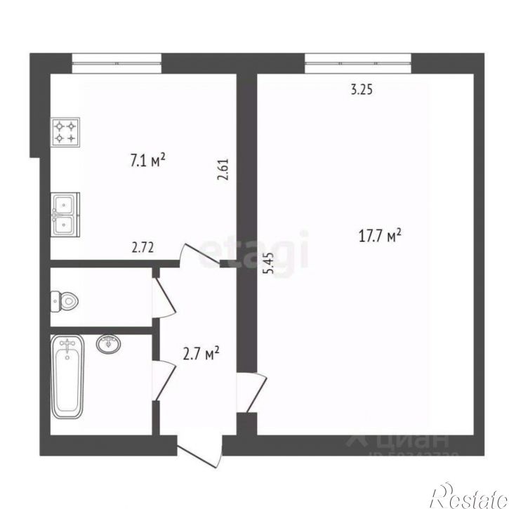 1-комн квартира улица Воронина, 32 к4,  д. 32 к4