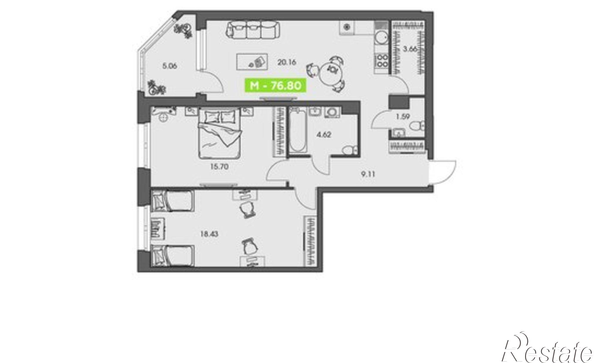 Купить квартиру за 12 367 600 рублей на улица Володарского, 36 к1