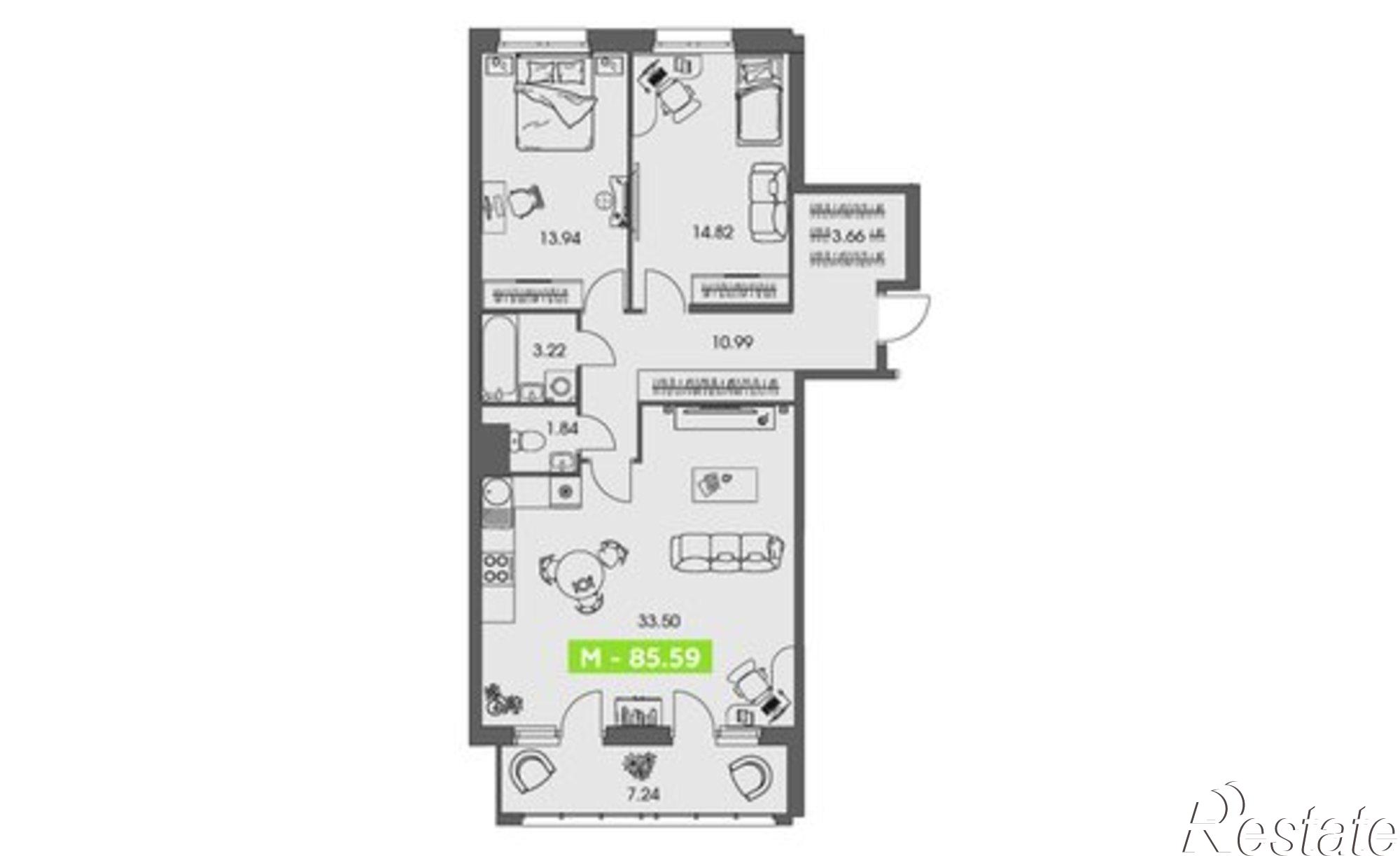 Купить квартиру за 14 085 000 рублей на улица Володарского, 36 к1