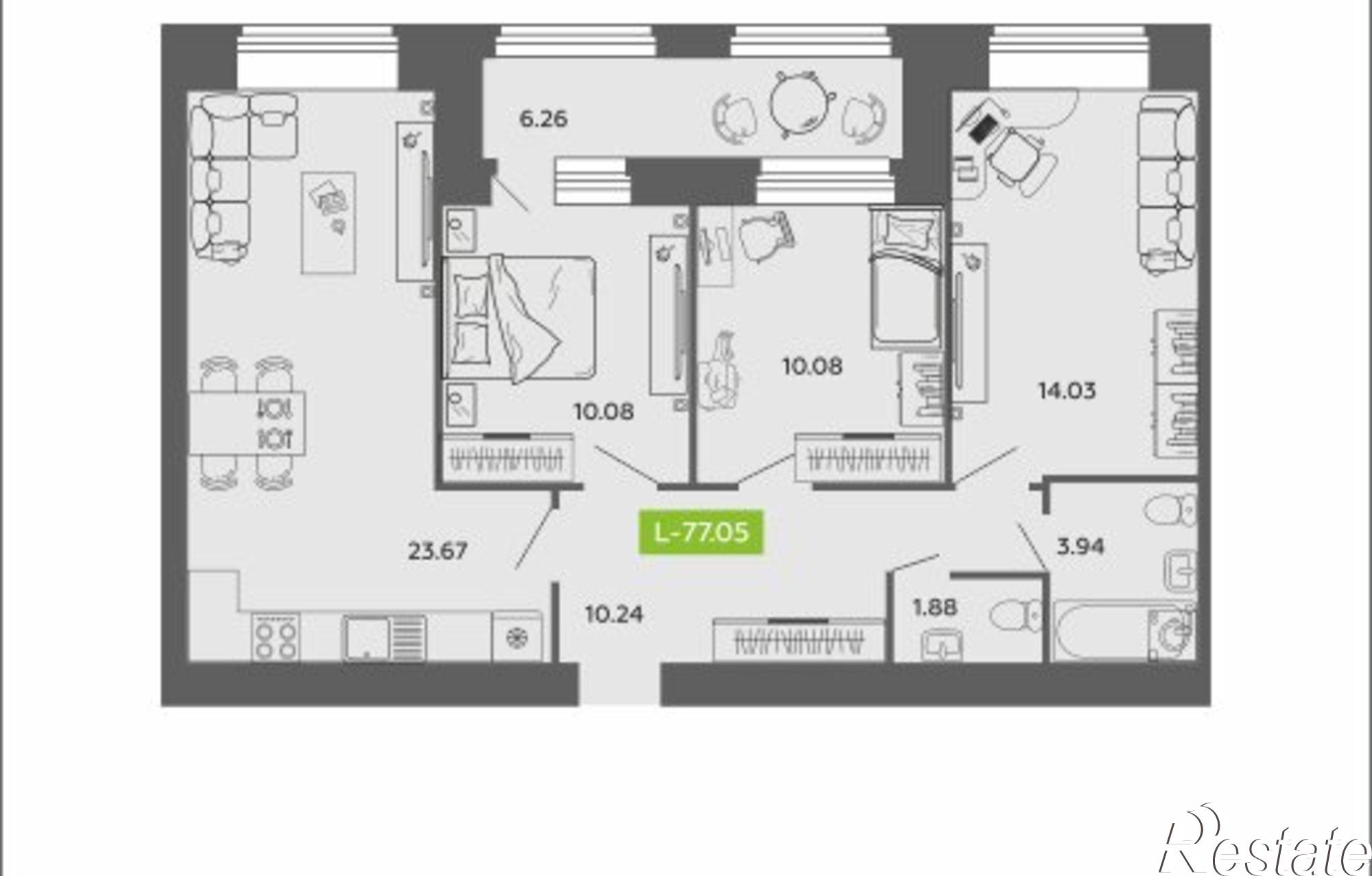 Купить квартиру за 11 049 600 рублей на ул Нагорная, 1