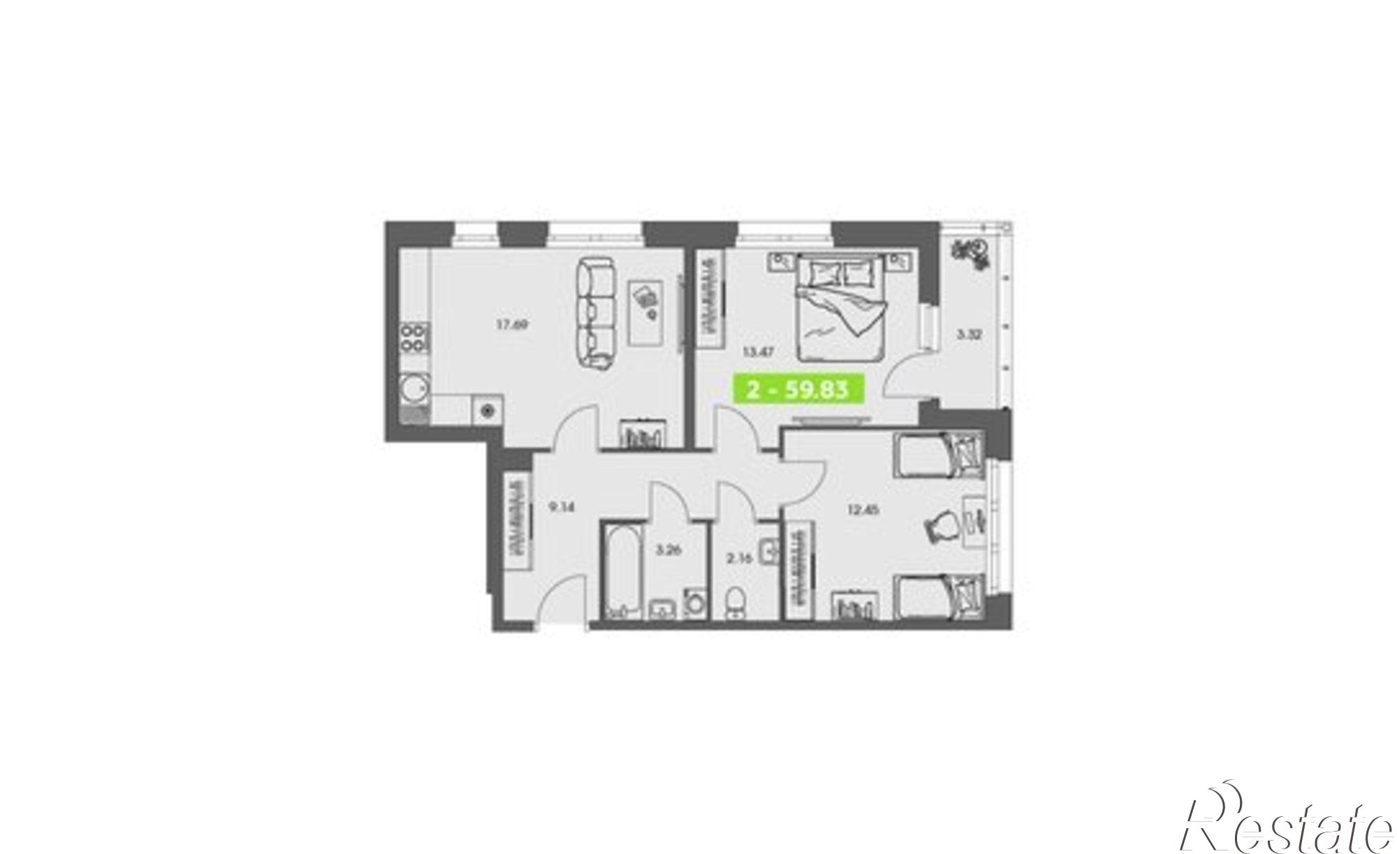 Купить квартиру за 9 507 710 рублей на улица Володарского, 36 к1