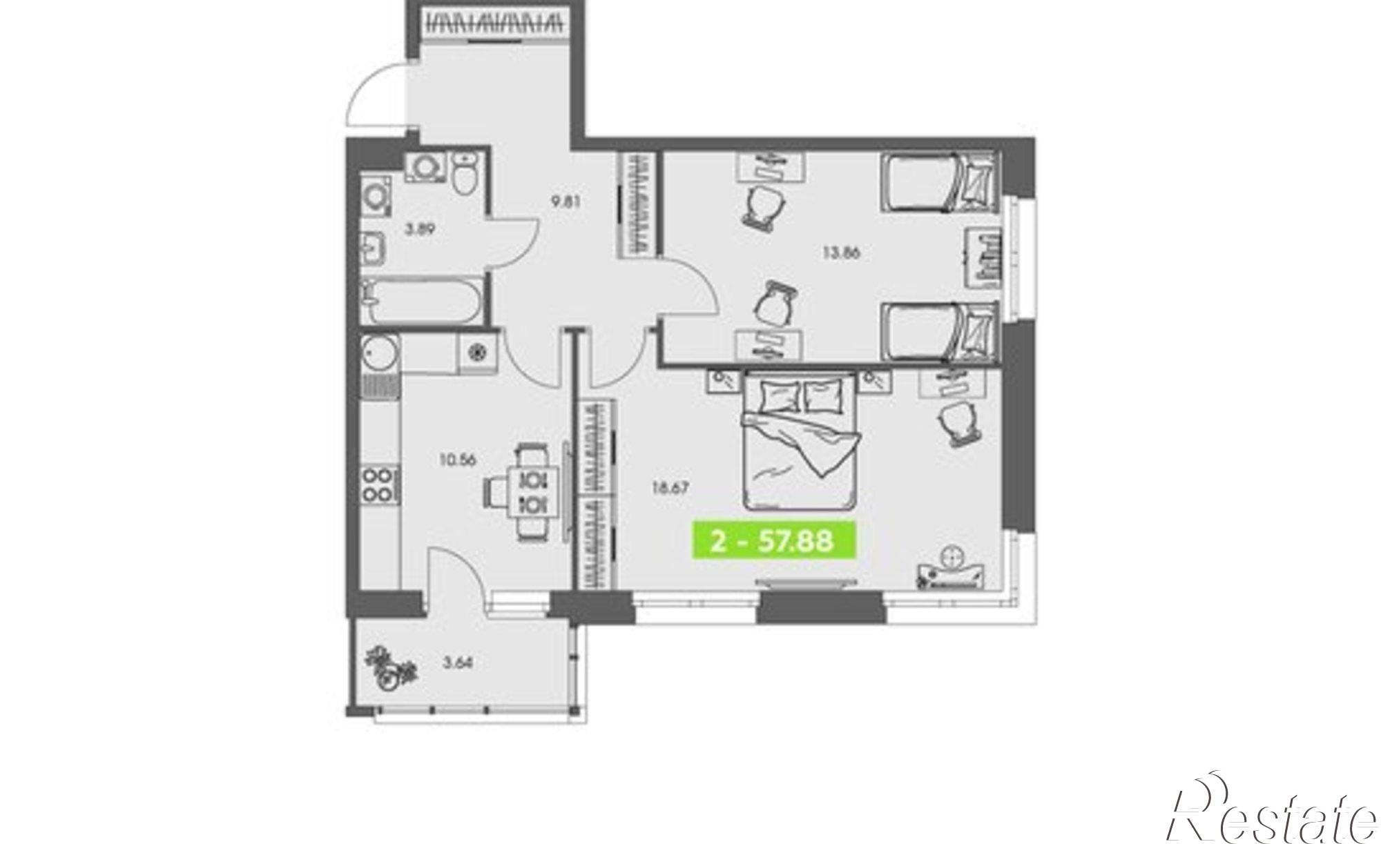 Купить квартиру за 9 807 260 рублей на улица Володарского, 36 к1