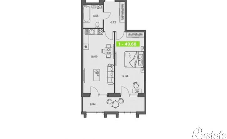 1-комн квартира в новом доме улица Володарского, 36 к1,  д. 36 к1