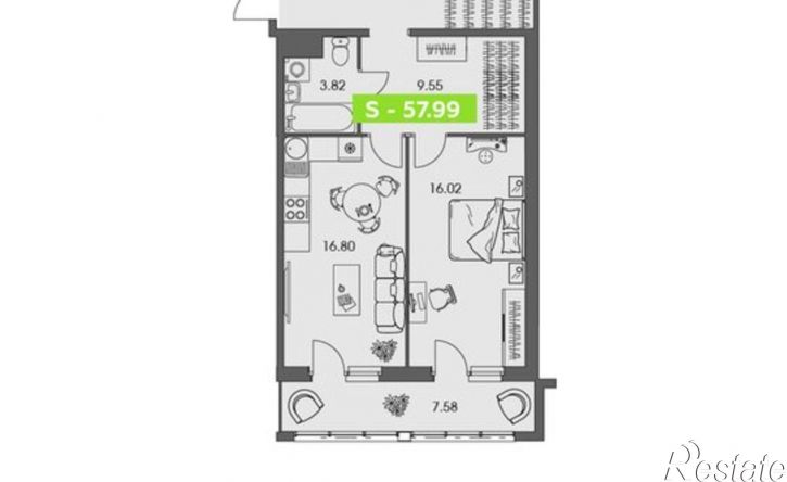 1-комн квартира в новом доме улица Володарского, 36 к1,  д. 36 к1