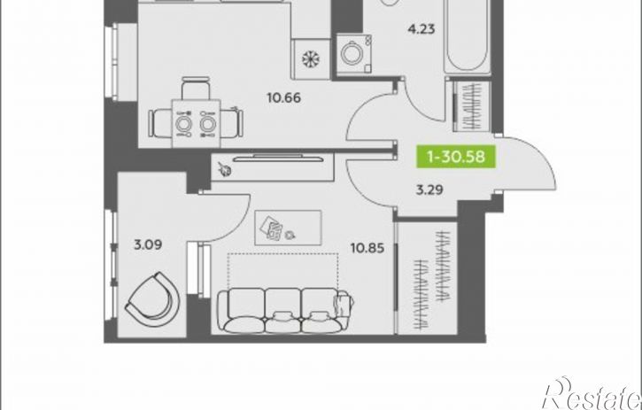 1-комн квартира в новом доме Ленинградский пр-кт, 28,  д. 28
