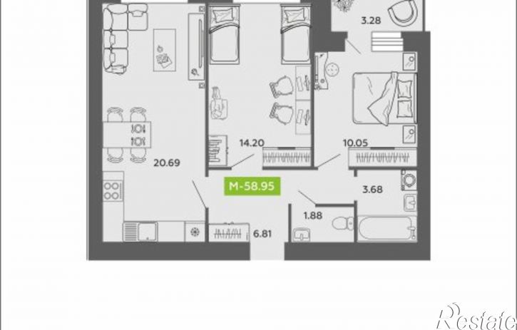 2-комн квартира в новом доме ул Нагорная, 1,  д. 1