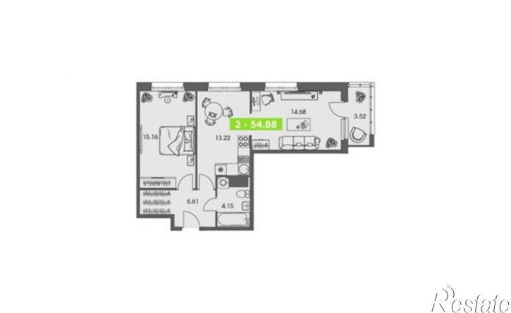 2-комн квартира в новом доме улица Володарского, 36 к1,  д. 36 к1