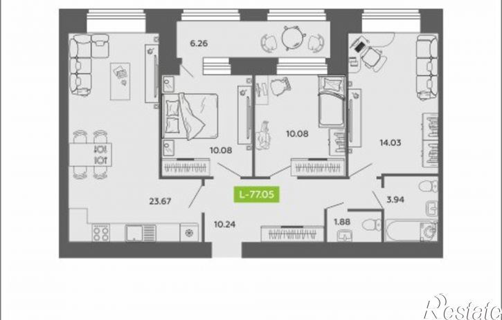 3-комн квартира в новом доме ул Нагорная, 1,  д. 1