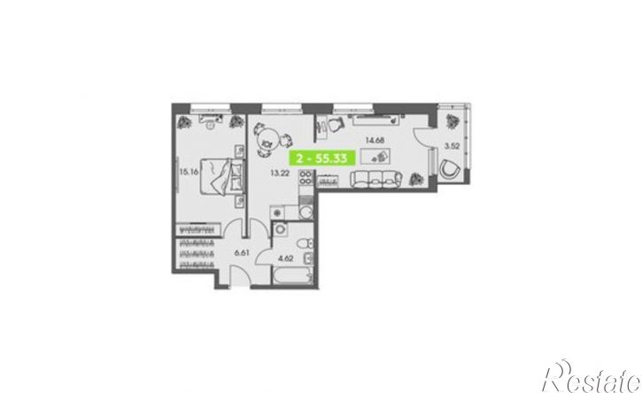 2-комн квартира в новом доме улица Володарского, 36 к1,  д. 36 к1