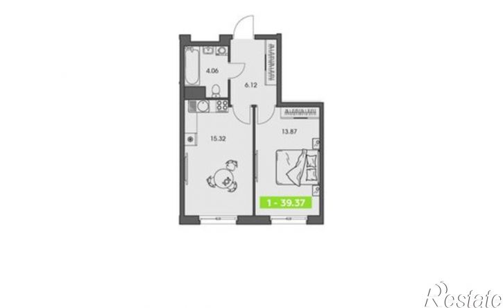 1-комн квартира в новом доме ул Володарского, 36 2,  д. 36 2,  к. 2