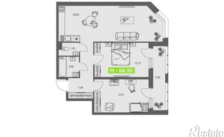 2-комн квартира в новом доме улица Володарского, 36 к1,  д. 36 к1