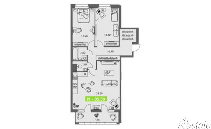 2-комн квартира в новом доме ул Володарского, 36 2,  д. 36 2,  к. 2