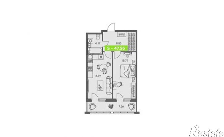 1-комн квартира в новом доме ул Володарского, 36 2,  д. 36 2,  к. 2