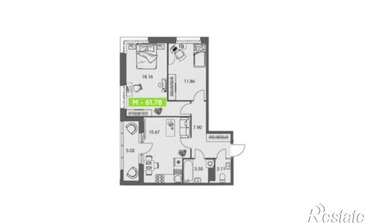 2-комн квартира в новом доме ул Володарского, 36 2,  д. 36 2,  к. 2