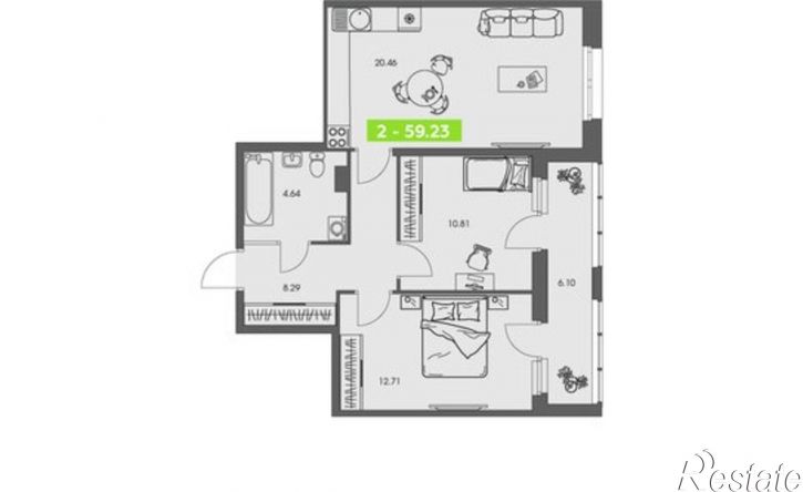 2-комн квартира в новом доме ул Володарского, 36 2,  д. 36 2,  к. 2