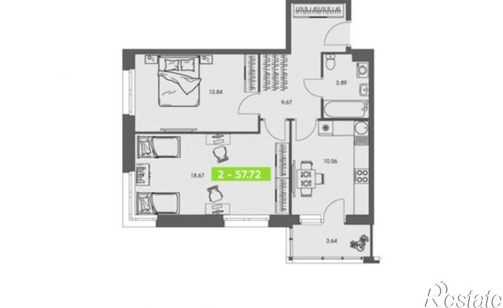 2-комн квартира в новом доме ул Володарского, 36 2,  д. 36 2,  к. 2