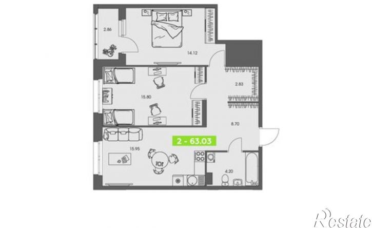 2-комн квартира в новом доме ул Володарского, 36 2,  д. 36 2,  к. 2