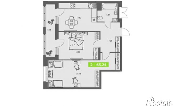 2-комн квартира в новом доме ул Володарского, 36 2,  д. 36 2,  к. 2