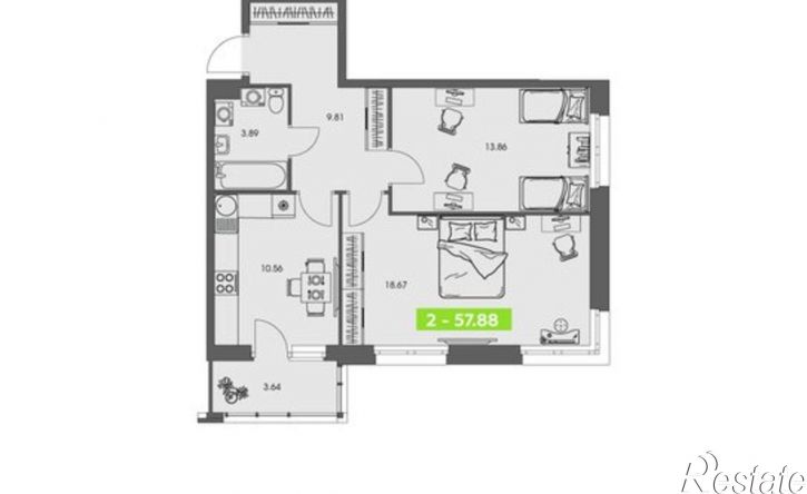 2-комн квартира в новом доме ул Володарского, 36 2,  д. 36 2,  к. 2