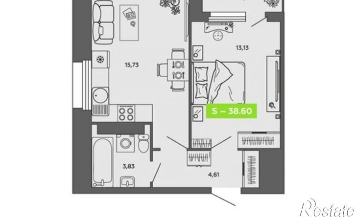 1-комн квартира в новом доме ул Поморская, 68 2,  д. 68 2,  к. 2