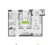 2-комн, 59 кв м, этаж 3/16 улица Самойло, 1