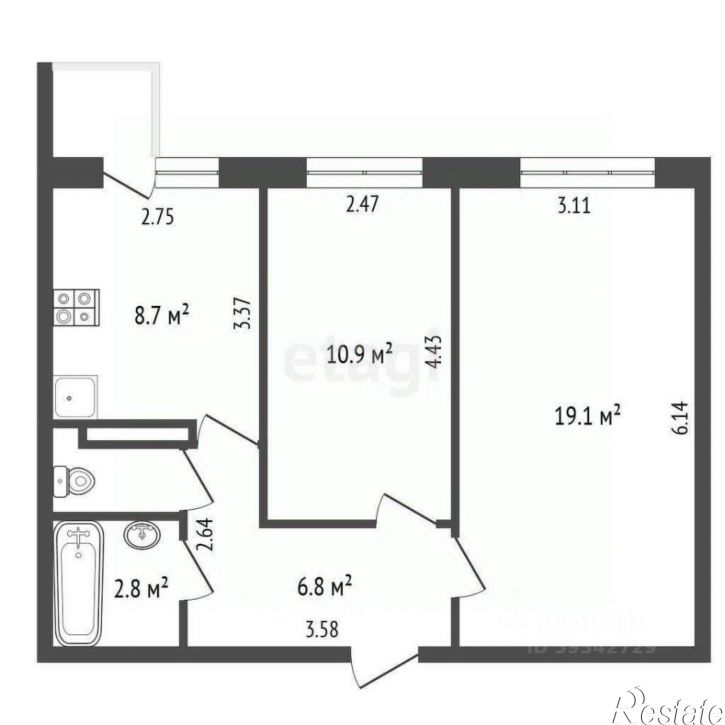 2-комн квартира улица Воронина, 28К5,  д. 28К5