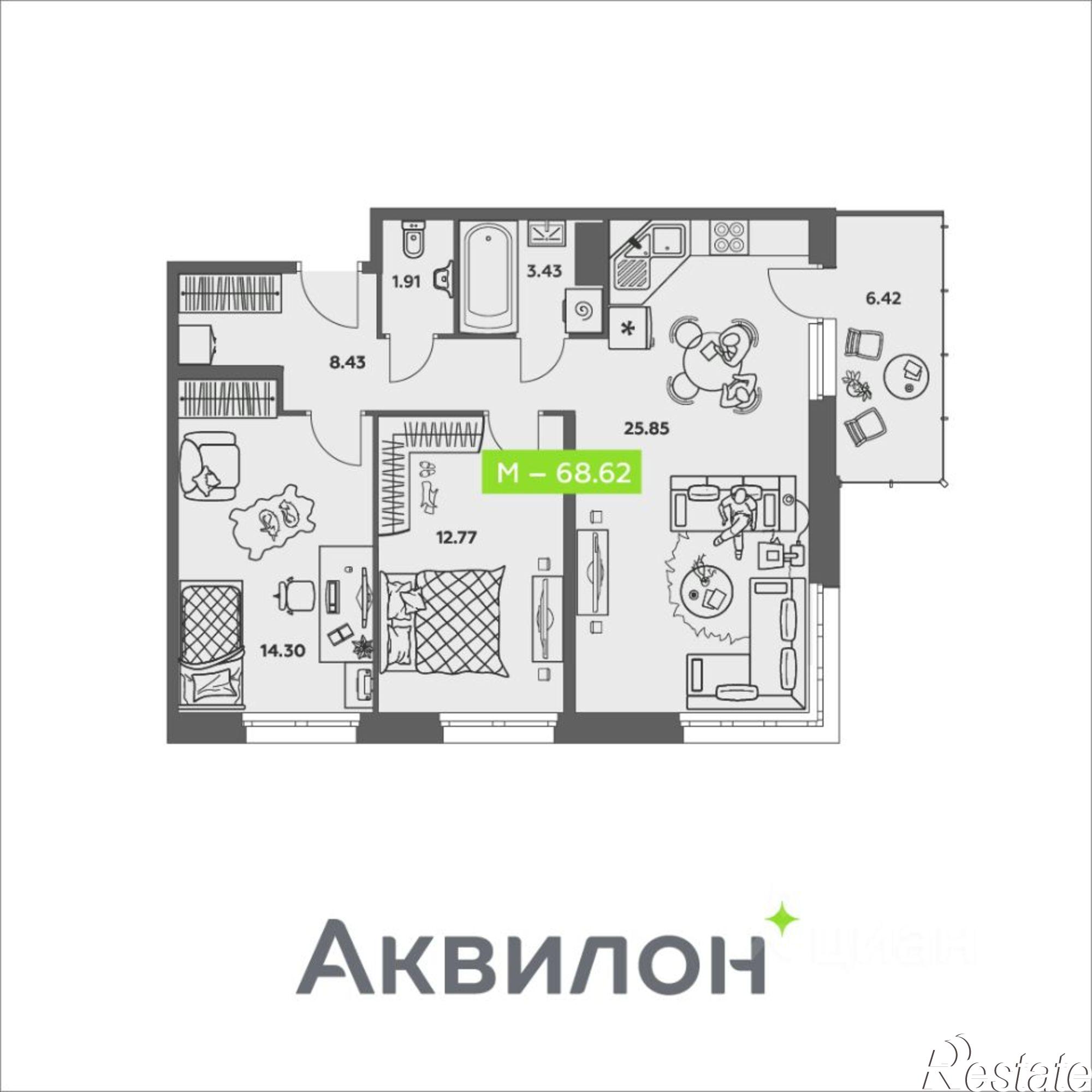 Купить квартиру за 10 503 700 рублей на улица Валявкина, 38 к2