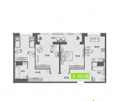 3-комн, 68 кв м, этаж 4/16 Воскресенская улица, 93 к2