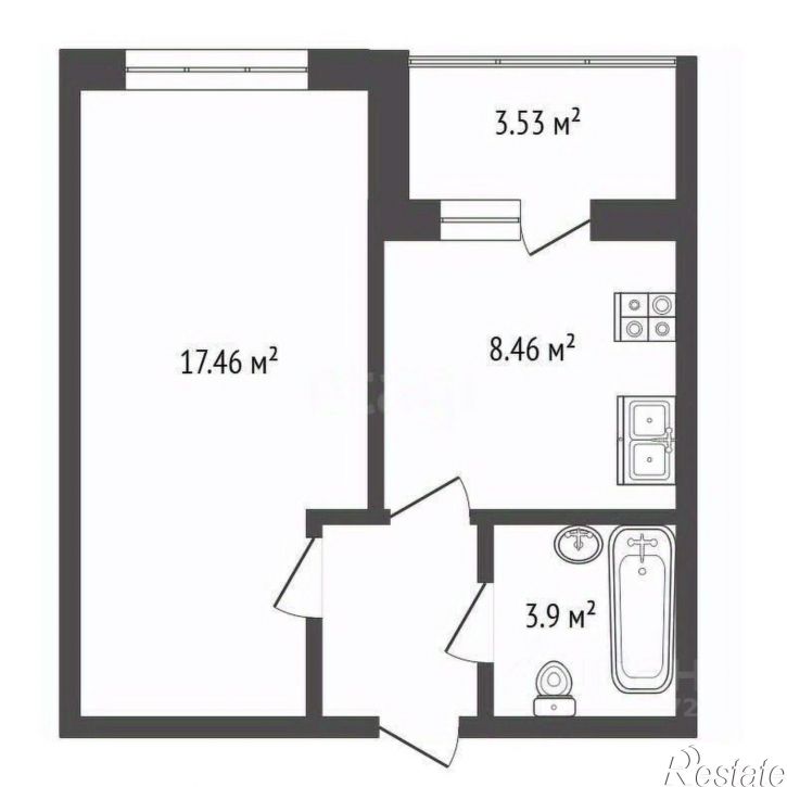 1-комн квартира ул Гагарина, 44 3,  д. 44 3,  к. 3