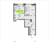 1-комн, 40 кв м, этаж 11/16 ул Розы Шаниной, 4