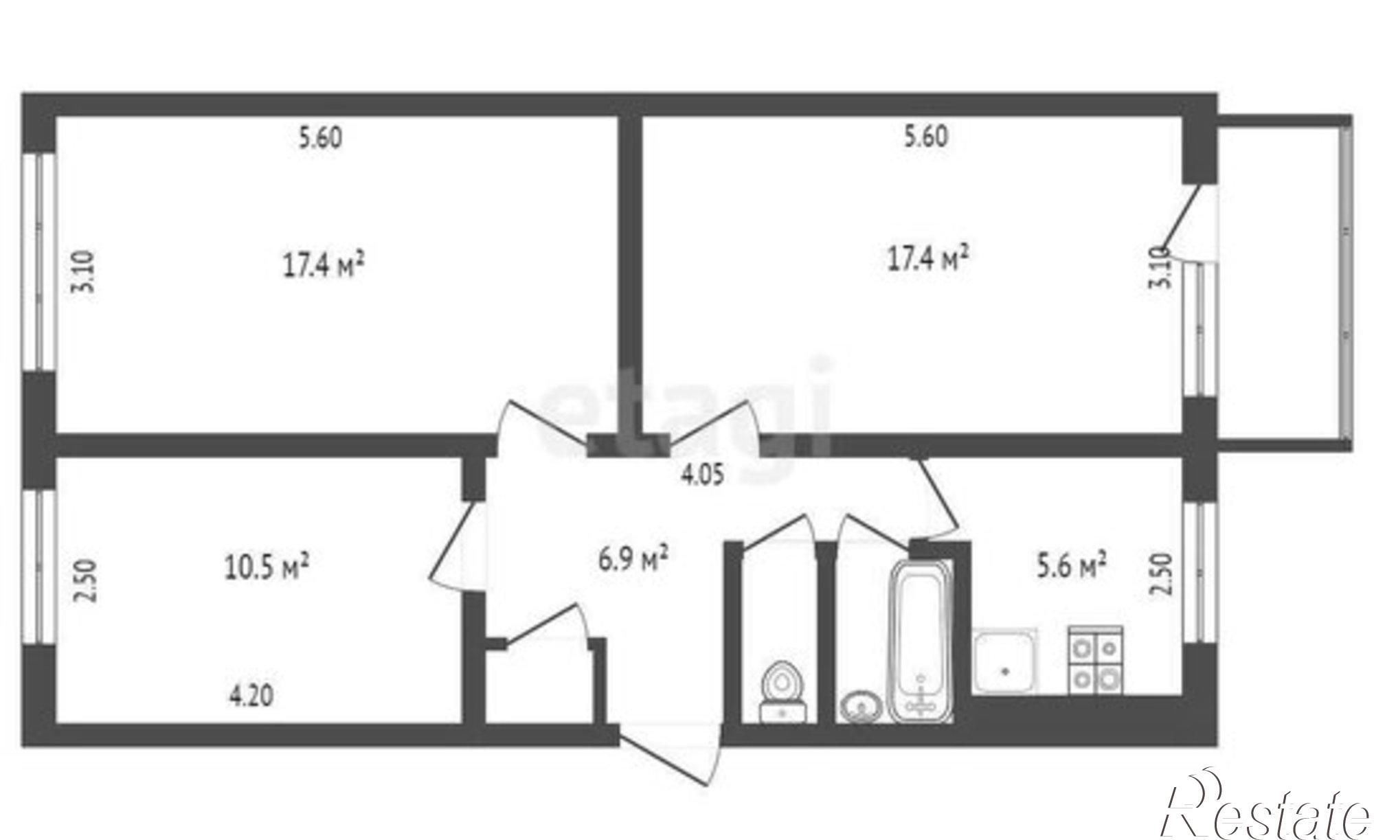 Купить квартиру за 4 100 000 рублей на Штурманская улица, 2