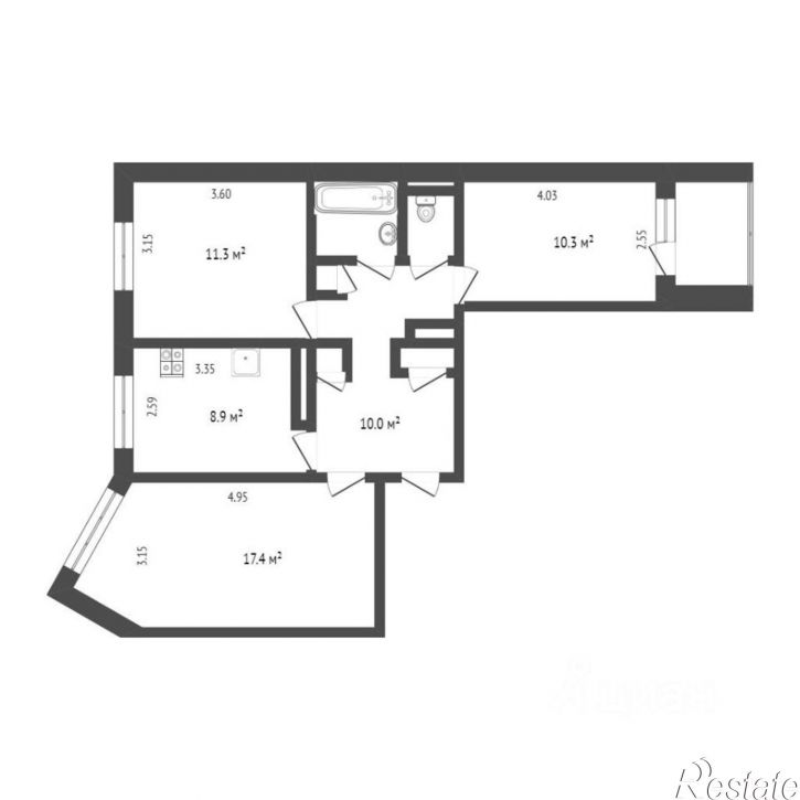 3-комн квартира Московский пр-кт, 6,  д. 6