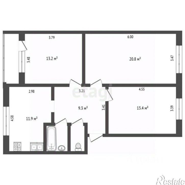3-комн квартира наб Северной Двины, 32 12,  д. 32 12,  к. 12