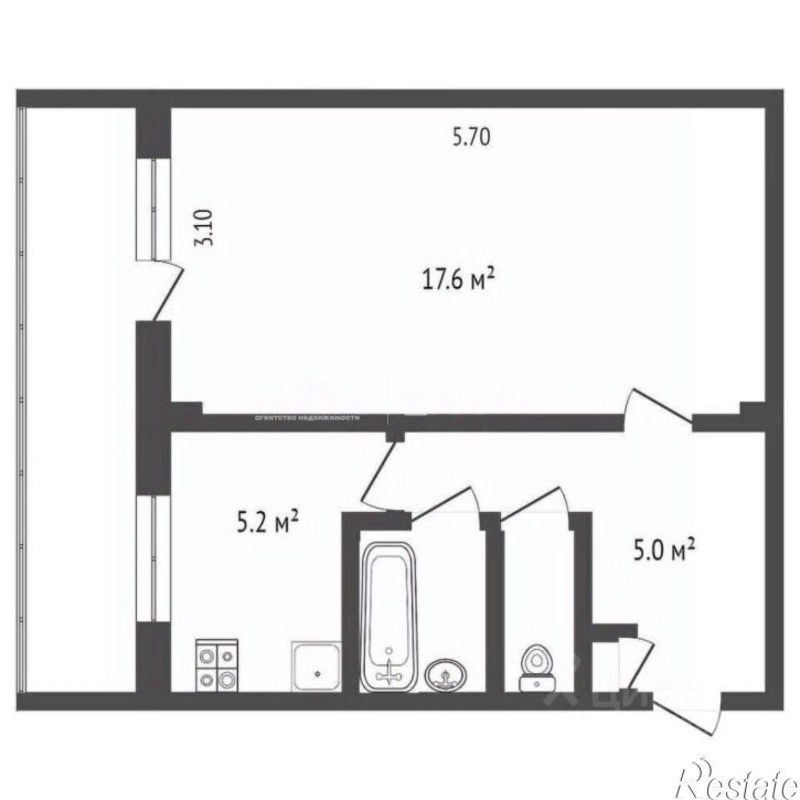 1-комн квартира ул Федора Абрамова, 18,  д. 18