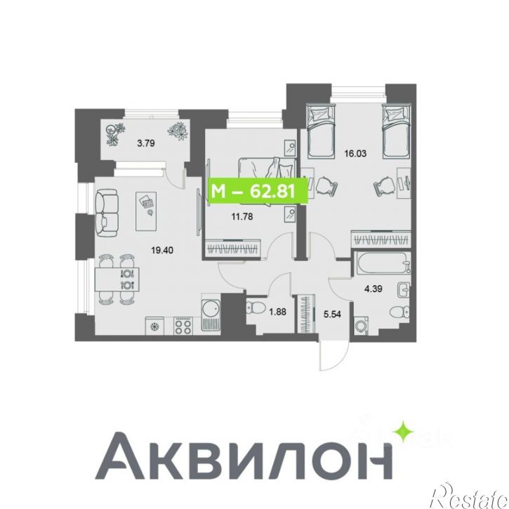 2-комн квартира в новом доме пр-кт Обводный канал, 58,  д. 58