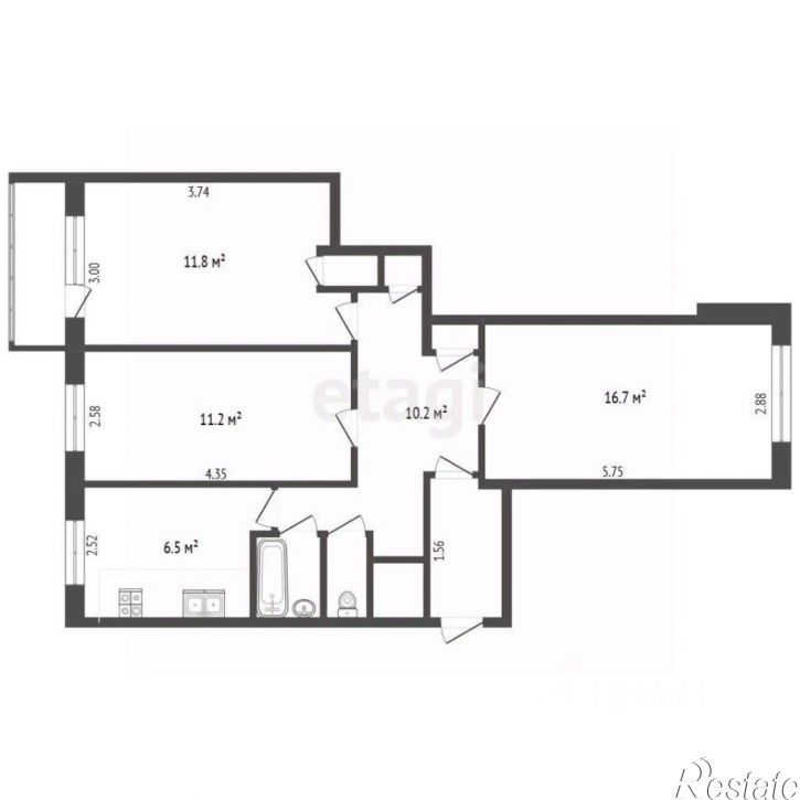 3-комн квартира Ленинградский проспект, 358 к2,  д. 358 к2
