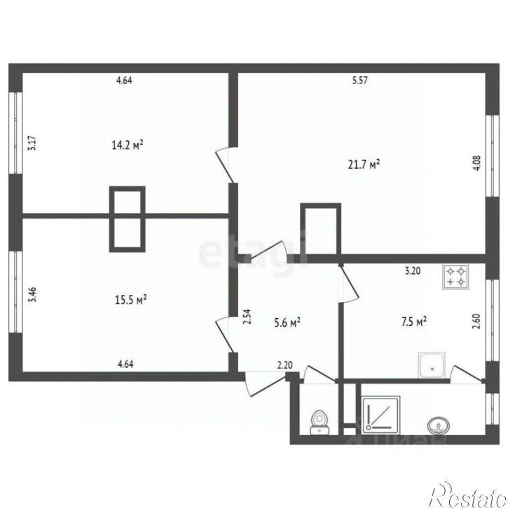 3-комн квартира Новгородский пр-кт, 101 1,  д. 101 1,  к. 1