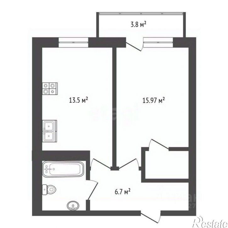 1-комн квартира Советская улица, 40 к1,  д. 40 к1