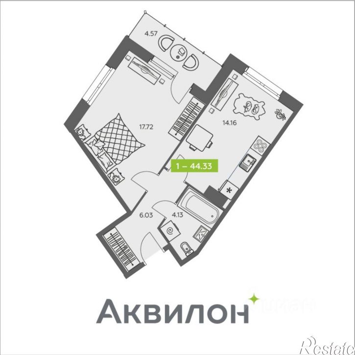 1-комн квартира в новом доме улица Валявкина, 38 к2,  д. 38 к2