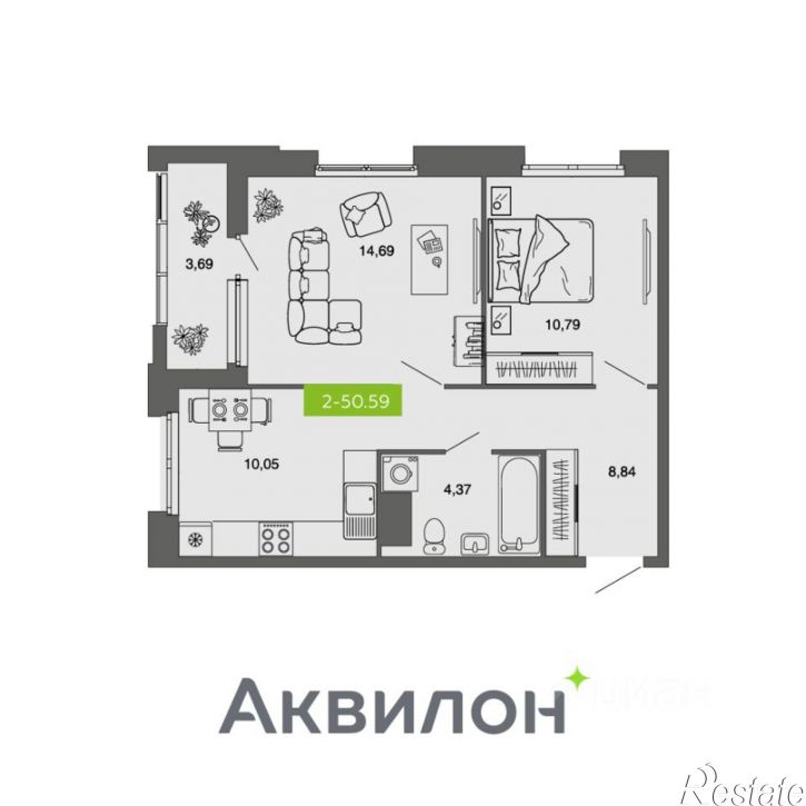 2-комн квартира в новом доме ул Комсомольская, 38,  д. 38