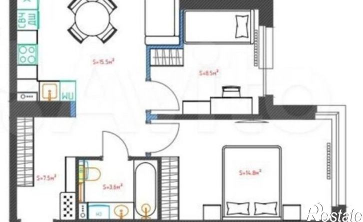 2-комн квартира ул Воскресенская, 92 1,  д. 92 1,  к. 1