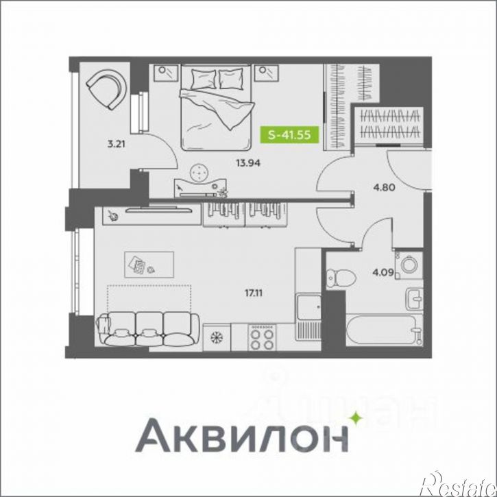 1-комн квартира в новом доме Ленинградский пр-кт, 28,  д. 28