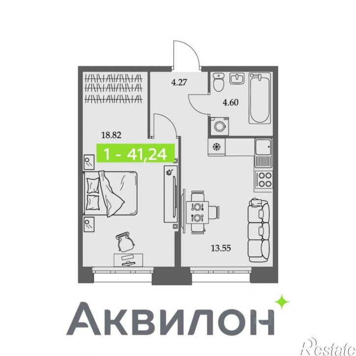 1-комн квартира в новом доме Троицкий проспект, 110,  д. 110
